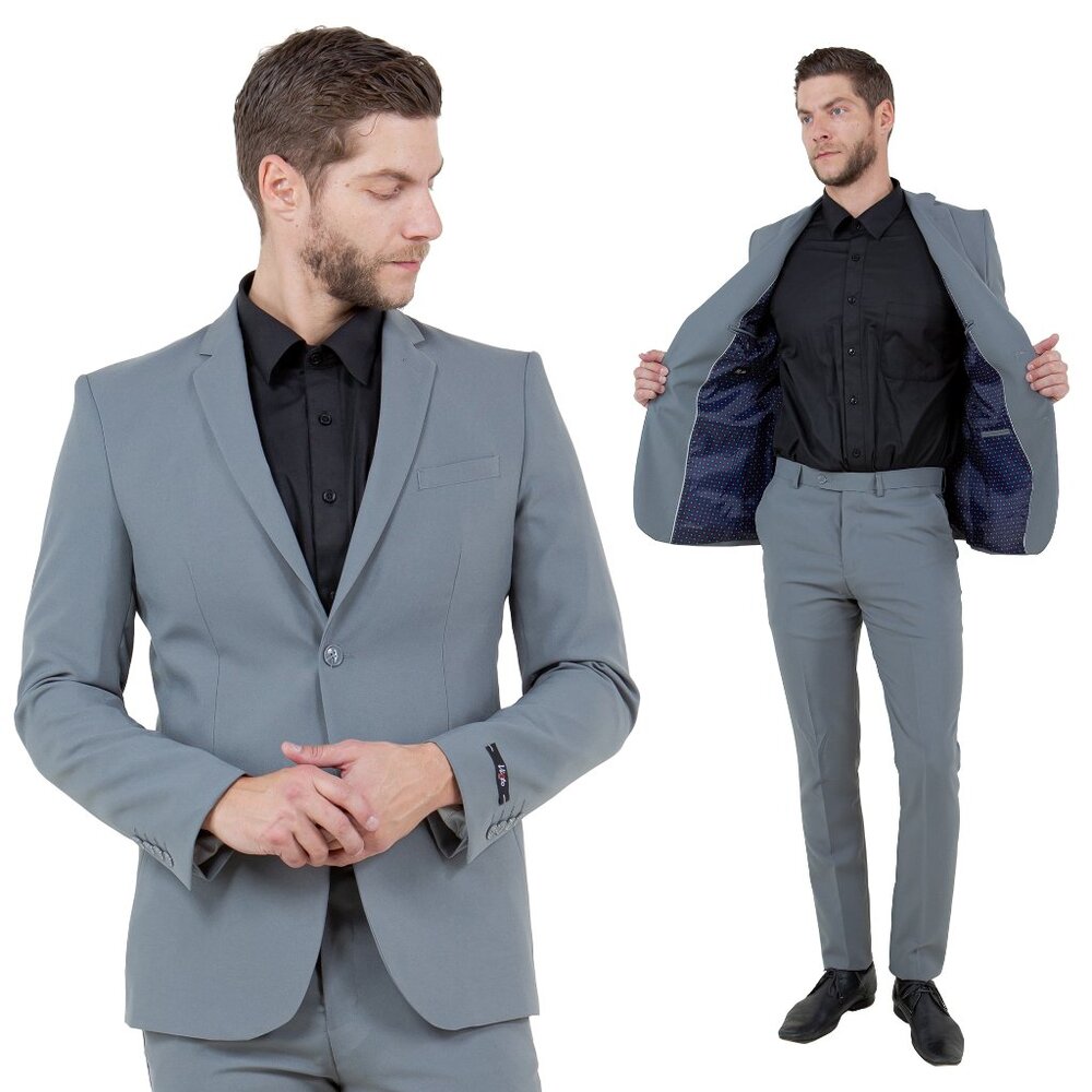 Vitto's Premium Polyester 2pc Mens Suit, Light Grey